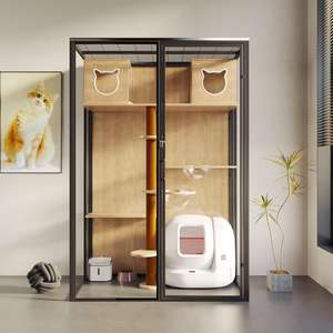 Luxe Mode Chat Villa Cage <span class=keywords><strong>Bois</strong></span> et Métal <span class=keywords><strong>Maison</strong></span> pour Animaux de Compagnie avec Motif Imprimé <span class=keywords><strong>Prix</strong></span> Usine pour Salon pour Lapins - Product Image 2