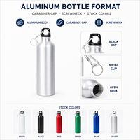 Bouteille d'eau sport en aluminium à petite ouverture pour cadre de vélo, avec mousqueton, idéale pour l'escalade et le cyclisme en extérieur