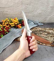 Couteau à désosser de boucher en acier inoxydable à prix d'usine, couteau à fendre avec manche en acajou et étui en cuir