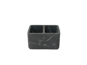 Porte-pinceaux de maquillage en polyrésine imitation marbre noir à <span class=keywords><strong>2</strong></span> compartiments, organisateur de pinceaux cosmétiques pour comptoir, rangement pour pinceaux de maquillage, organiseur de salle de bain - Product Image 1