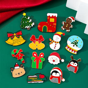 33款库存圣诞装饰胸针金属胸针女胸针定制珐琅翻领胸针圣诞礼物徽章 - Product Image 4