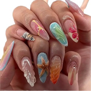 Vente directe usine – 24 faux ongles de luxe à presser, style cercueil, personnalisables, pour ballerine, en acrylique - Product Image 3