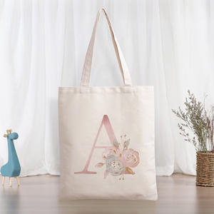 Bolsos de lona de algodón con logotipo impreso personalizado bolso bandolera de compras con letras para mujer - Product Image 2