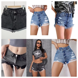 New Original Women's <b>High</b> <b>Waist</b> Denim <b>Shorts</b> Summer Washed Ripped Distressed Frayed Hem Cotton Blue Black Casual <b>Shorts</b> <b>Jeans</b> - Product Image 3