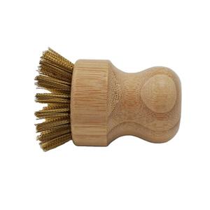 Eco-Friendly <strong>Brass</strong> Oven Scratch <strong>Brush</strong> with Wood Handle and Copper Bristles Scourer for Household Cleaning - Product Image 2