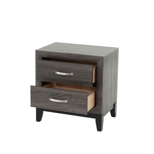 Rustic Grey <b>Oak</b> Nightstand 2 <b>Drawers</b> Solid Wood <b>Bedside</b> Table Storage <b>Drawer</b> Unit - Product Image 2