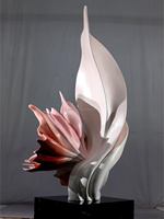 Sculpture d'art abstrait floral en résine décorative pour jardin extérieur, taille et forme personnalisées, technique de peinture