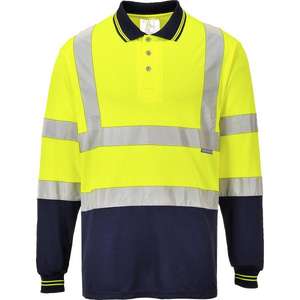 PORTWEST - S279YNRXXL Polo bicolore manches longues jaune/bleu marine-EAN 5036108250684 HI-VIS WORKWEAR - Product Image 1
