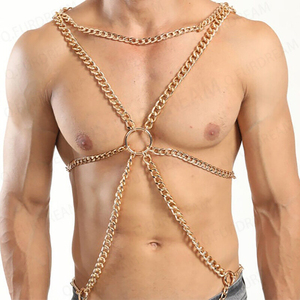 Tirantes de cuerpo sexis ajustables de estilo para hombre, correas góticas para el pecho, cadena de Bondage, juntas tóricas de Metal, ropa interior Punk - Product Image 2