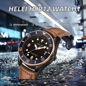 Montre Helei H9012-L de luxe sportive, étanche 30M, mouvement à quartz analogique pour homme, bracelet en cuir - Product Image 2