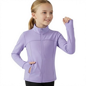 เสื้อแจ็คเก็ตซิปแขนยาวสีลาเวนเดอร์สำหรับเด็กผู้หญิง สำหรับการเต้นรำ วอร์มอัพ ฝึกซ้อม และการแสดงบนเวที - Product Image 1