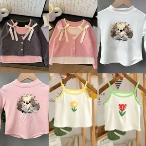 时尚夏季婴儿儿童女童服装套装可爱男童女童服装2 pcs穿套装儿童自行车短裤套装 - Product Image 2