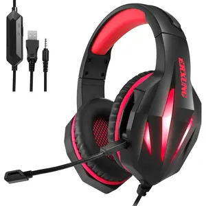 Headphone J5 Pemasok Peringkat Atas Led Stereo PC Headphone Gaming Kabel Atas Telinga Headset Stereo V5.0 Earphone Stereo