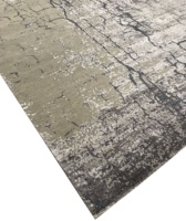 Tapis indien fait main, très exclusif, nouveau design, style moderne effacé, en laine et bambou, 100 nœuds, abstrait, lavable, à poils moyens