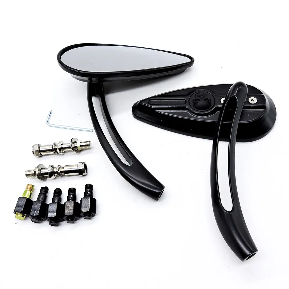 Espejos Retrovisores Negros Con Cabeza De Cráneo Para Harley-Davidson Fatboy FLSTF - Estilo Chopper, Montaje Universal 8mm O 10mm | Personaliza Tu Moto
