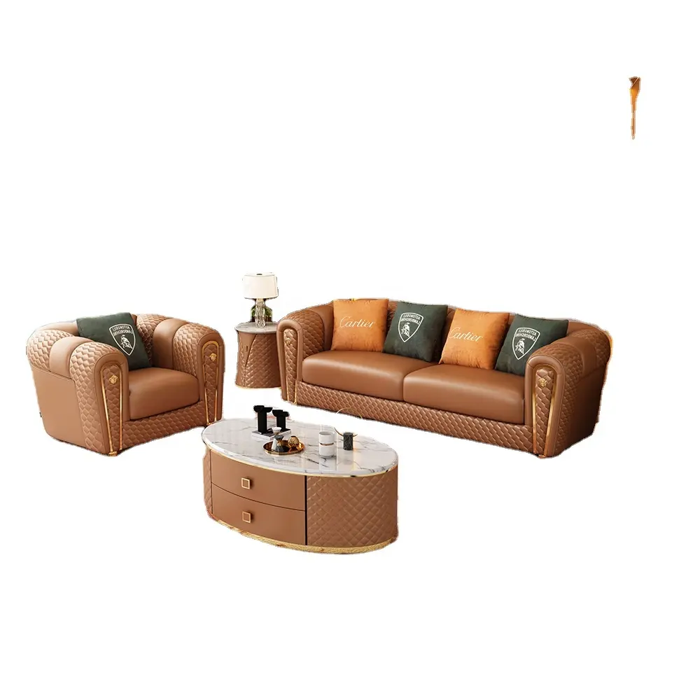 Partition leisure living room sofa solid wood material high-quality leather fabric customizable sofa