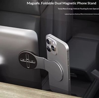 Support de téléphone portable pliable en alliage métallique à fixation magnétique puissante pour ordinateur portable de bureau