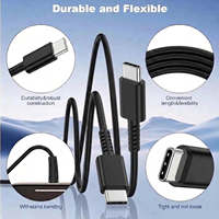 Kabel Pengisian Cepat Tipe C ke Tipe C, Kabel Data USB C, Kabel Pengisian Tembaga Murni untuk Ponsel Samsung S20 OEM