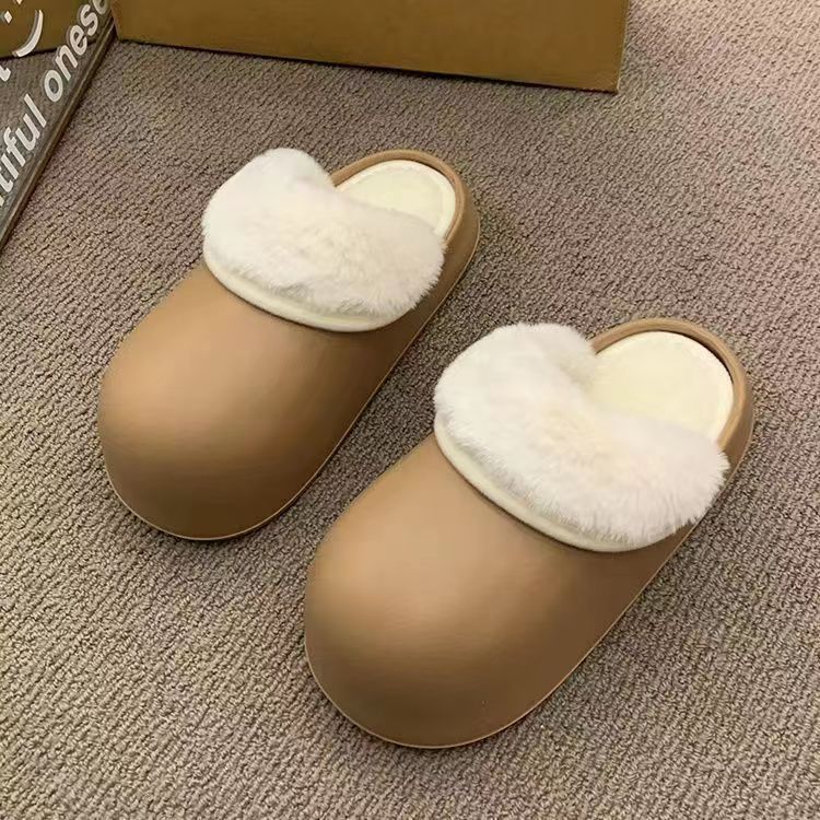 Chaussons simples en coton à demi-couverture, marron