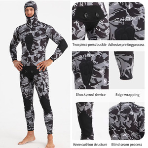 Traje de Buceo de Neopreno de 3 mm y 5 mm con Capucha, Traje de Buceo de Dos Piezas para Pesca Submarina y Buceo Libre - Product Image 2