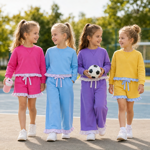 Sudadera con volantes para niñas, top informal de manga larga para la escuela, juegos al aire libre y ropa de diario - Product Image 3