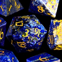 Nouvel ensemble de 7 dés de jeu Dungeons&Dragons en lapis-lazuli, dés à facettes multiples en pierre naturelle pour DND RPG