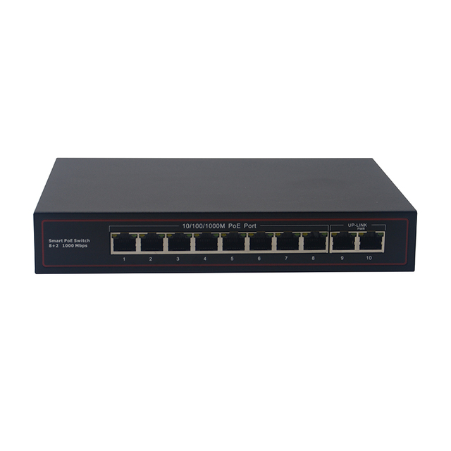 10/100/1000Mbps 8 Ports PoE Switch With 2 Gigabit Uplink Ports 48V Power Over Ethernet Switch