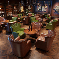 Fauteuil cigare vintage en bois massif, canapé monoplace pour salle à whisky, bar, club, style américain du milieu du siècle, chaise tigre de café, ensemble de bar