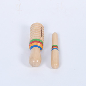 Instrument de percussion Orff en bois à tube sonore unique fileté et double rainure pour l'éducation musicale et les performances (vente en gros) - Product Image 3