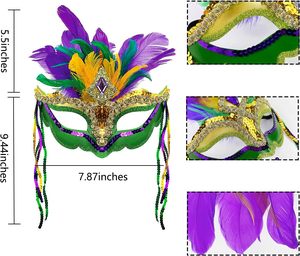 Mascarada carnaval bola veneciana graduación máscara de lentejuelas con plumas para Mardi Gras mujeres carnaval desfile Sexy Cosplay disfraz - Product Image 5