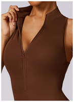 Nouvelle Combinaison de Sport Sans Couture Nude avec Fermeture Éclair et Logo Personnalisé, Dos Nu, pour Yoga et Activités Sportives, Fournisseur de Vêtements de Sport
