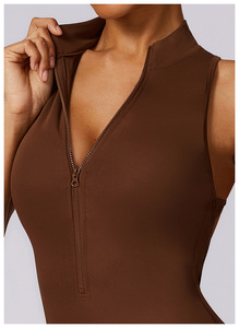 Nouvelle Combinaison de Sport Sans Couture Nude avec Fermeture Éclair et Logo Personnalisé, Dos Nu, pour <span class=keywords><strong>Yoga</strong></span> et Activités Sportives, Fournisseur de Vêtements de Sport - Product Image 4