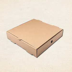 食品级11/12/13/14英寸瓦楞披萨包装盒纸板棕色切片定制印刷披萨盒带标志