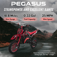 Moto à 2 temps populaire rouge Yaztor 49cc, mini moto à essence au design élégant, livraison rapide depuis l'entrepôt américain, moto tout-terrain pour enfants