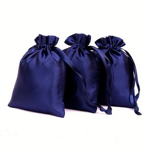 Sacs en satin de haute qualité avec cordon de serrage pour emballage de bijoux, perruques et mèches de cheveux, avec logo personnalisé, sacs anti-poussière en satin sur mesure - Product Image 1