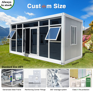 Casa Container in Vetro con Effetto Legno per Vacanze, Villa Prefabbricata Moderna Modulare per Abitazione o Caffetteria - Product Image 2
