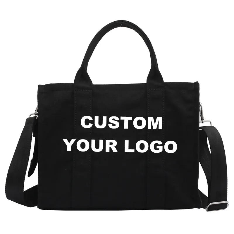 2022 hot sale canvas Tote Bags for Women Custom Handbag Tote Purse with Zipper Denim Canvas Crossbody tote bag
