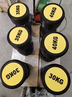 Juego de Mancuernas Hexagonales de Goma Cromadas para Gimnasio, 40 kg, Revestimiento de Goma Fija, Económicas, Mancuernas de 50 kg, 5 kg, 10 kg, 15 kg, para Hombre