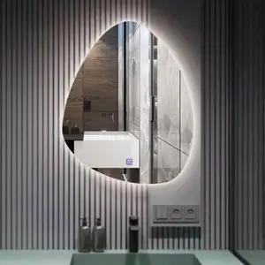 Kamali Custom Eenvoudig Ontwerp Hotel Onregelmatige Vorm Luxe Verlichte Ontwaseming Glas Backlit Badkamer Wall Mounted Smart Led Spiegel