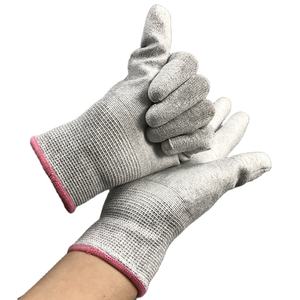 Guanto antistatico ESD Palm Fit per camera bianca rivestito in PU in fibra di carbonio Touch Screen - Product Image 1