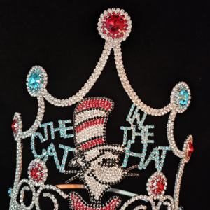 Couronne de concours de beauté en strass rouge de 8 pouces, motif chat Dr Seuss - Product Image 2
