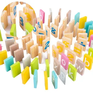 HOYE CRAFT blocchi di Domino in legno giocattolo 108 pezzi numeri di legno lettere set di blocchi di domino cognitivi