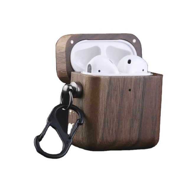 Solid Wood Protective Case Creative Anti-fall Wood Retro Headset Case for Airpods