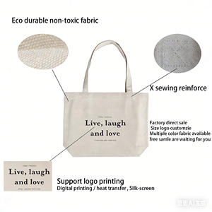 Bolsa de playa de regalo lisa de tela reciclada con logotipo personalizado, bolsa grande de lona de algodón orgánico Calico, bolsa de compras para mujer - Product Image 2