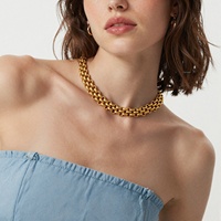 Parures de bijoux SA pour femmes, en acier inoxydable plaqué or, collier et bracelet à maillons épais, bijoux fantaisie pour femmes, stock en gros, OEM