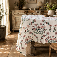 Nappe de table en lin pour événements, impression réactive, motif floral, nappe personnalisée, nappe rectangulaire, nappe à impression personnalisée