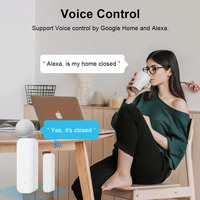 Sensor Magnetik Pintu/Jendela WiFi Wale Wireless Putih/Hitam Mendukung Pengingat Baterai Lemah Kontrol Suara