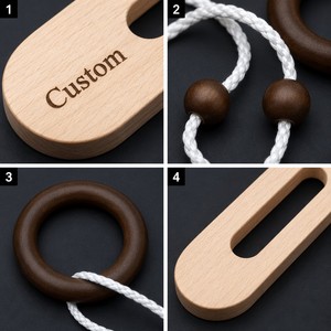 Jeu de déverrouillage en <span class=keywords><strong>bois</strong></span> avec anneaux de <span class=keywords><strong>corde</strong></span>, coordination œil-main, jeu de réflexion, logique spatiale, jouet éducatif Montessori, cadeau - Product Image 2