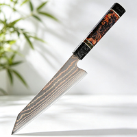 Couteau japonais Kiritsuke en acier Damas cuivré, couteau de chef pour sushi, jambon, viande, avec manche octogonal stable en bois et fibre de carbone