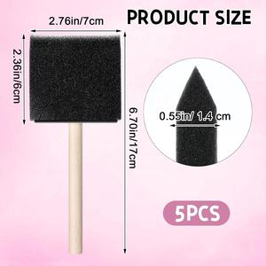 Ensemble de pinceaux en éponge noire avec manche en bois, légers et durables, tailles de 1 à 4 pouces pour la <span class=keywords><strong>peinture</strong></span>, la teinture, les vernis, le bricolage - Product Image 4